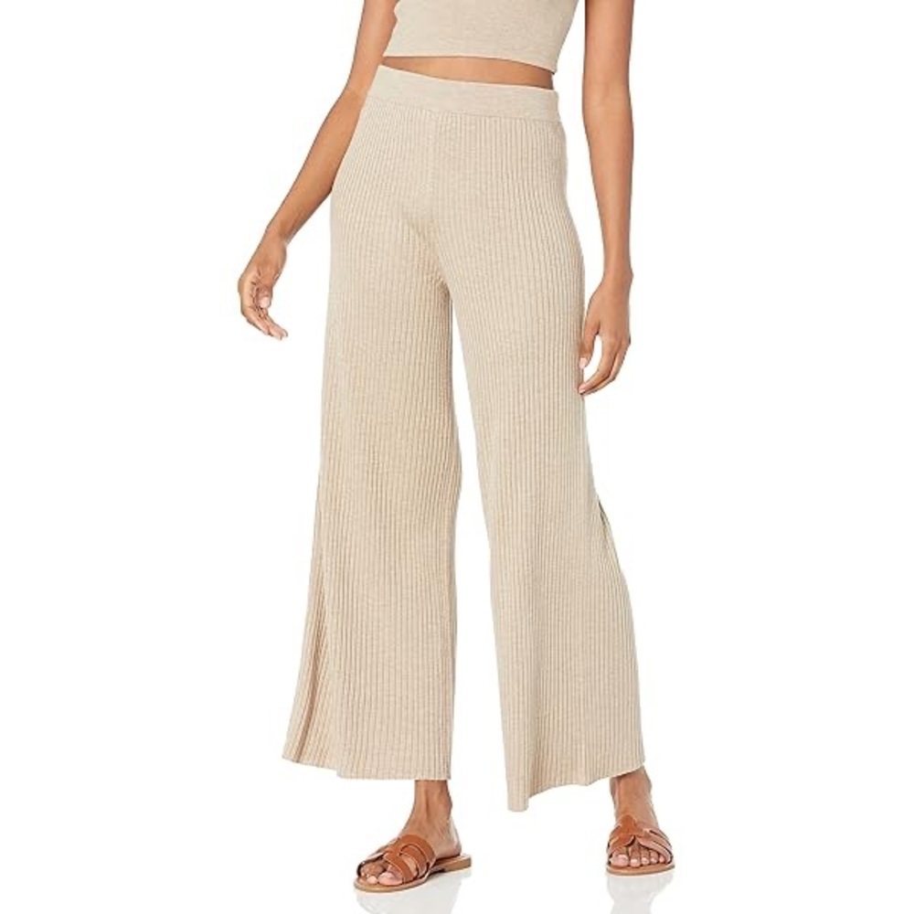 Ribbed Knit Wide Leg Sweater Pants